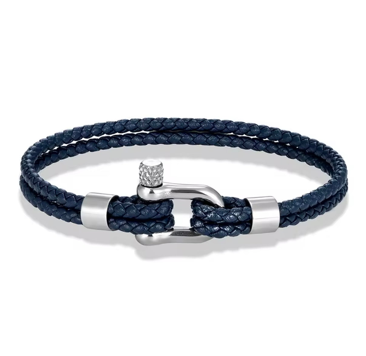 Bracelet cuir Manille Lite « Odyssée Marine »