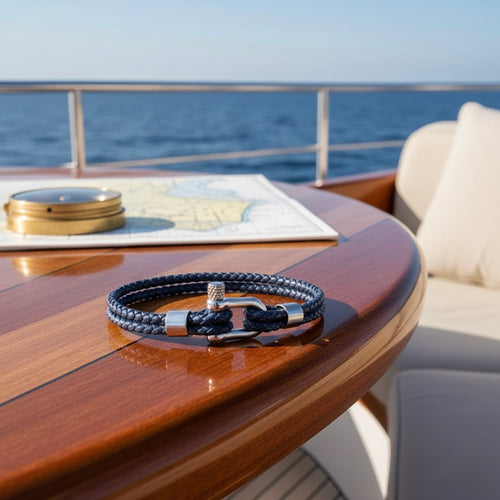 Bracelet cuir Manille Lite « Odyssée Marine »